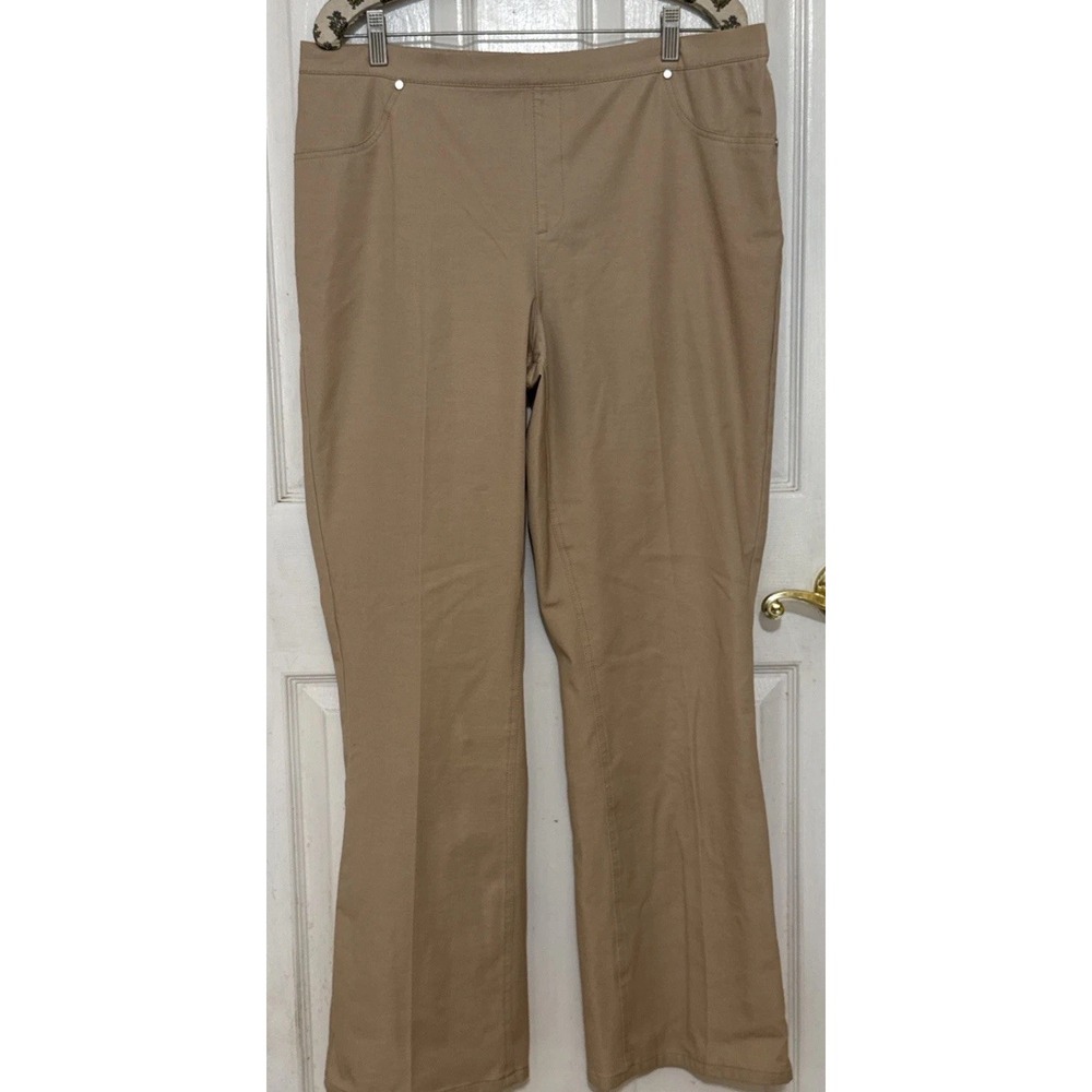 H by Halston Studio Stretch Straight‎ Leg Pull-on Pants-Sand-14